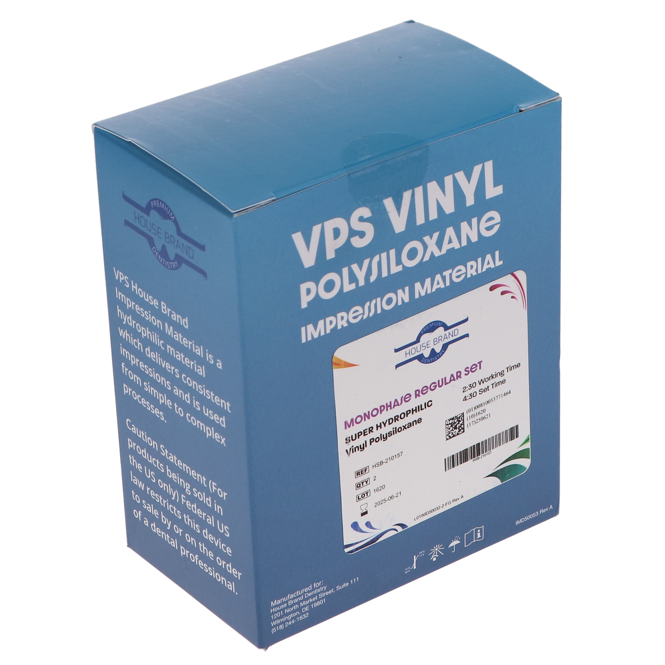 House Brand Dentistry 210157 VPS Impression Material Monophase Regular Set 2/Pk House Brand Dentistry 210157 VPS Impression Material Monophase Regular Set 2/Pk